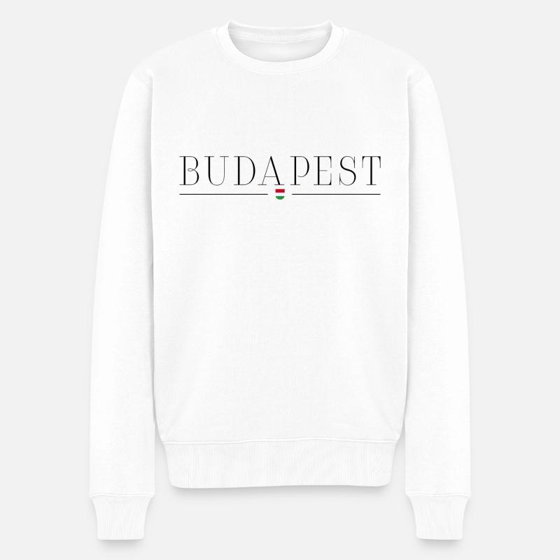 Ich liebe Budapest - Männer Premium Bio Pullover - Weiß