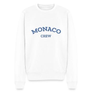 Monaco Crew - Monte Carlo - Mittelmeer - Männer Premium Bio Pullover - Weiß - Vorne - Thijin (182cm)