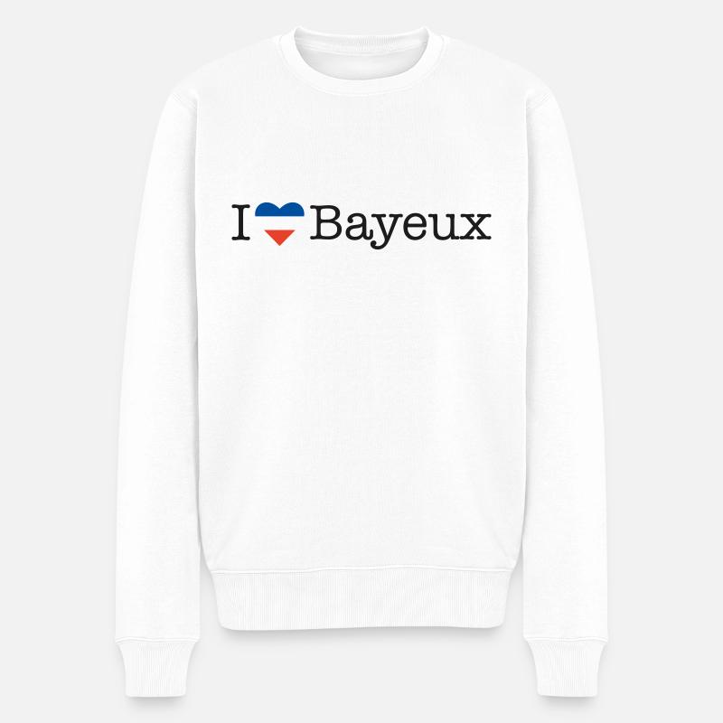 I love Bayeux - Männer Premium Bio Pullover - Weiß