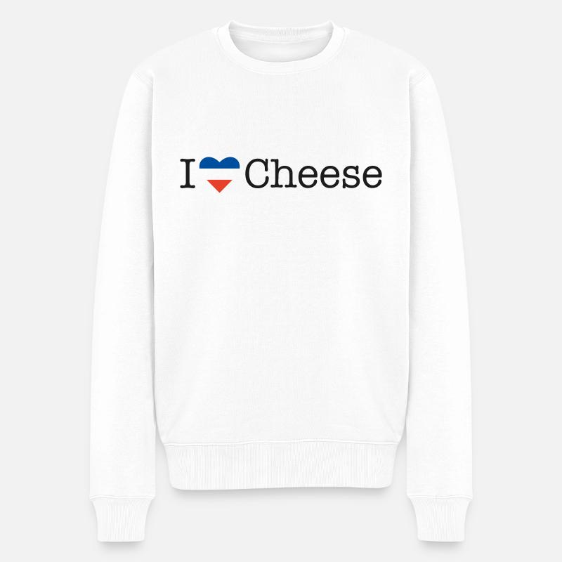 I love Cheese - Männer Premium Bio Pullover - Weiß