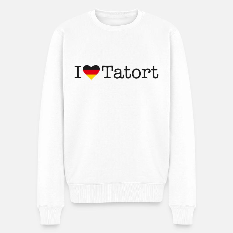 I love Tatort - Männer Premium Bio Pullover - Weiß