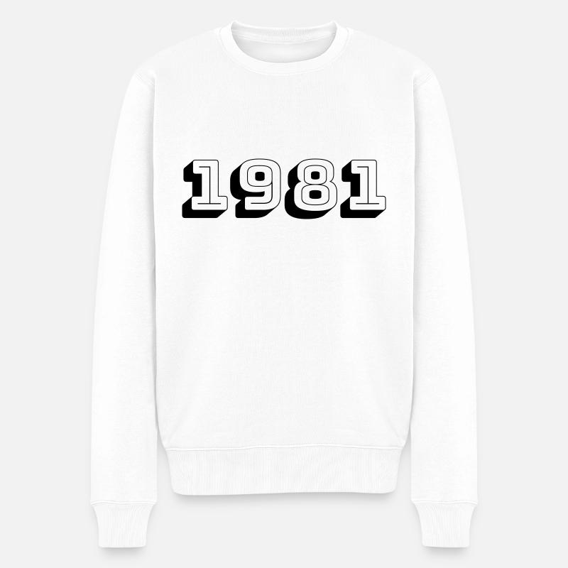 Geburtsjahr 1981 Geschenk - Männer Premium Bio Pullover - Weiß