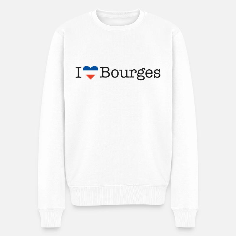 I love Bourges - Männer Premium Bio Pullover - Weiß