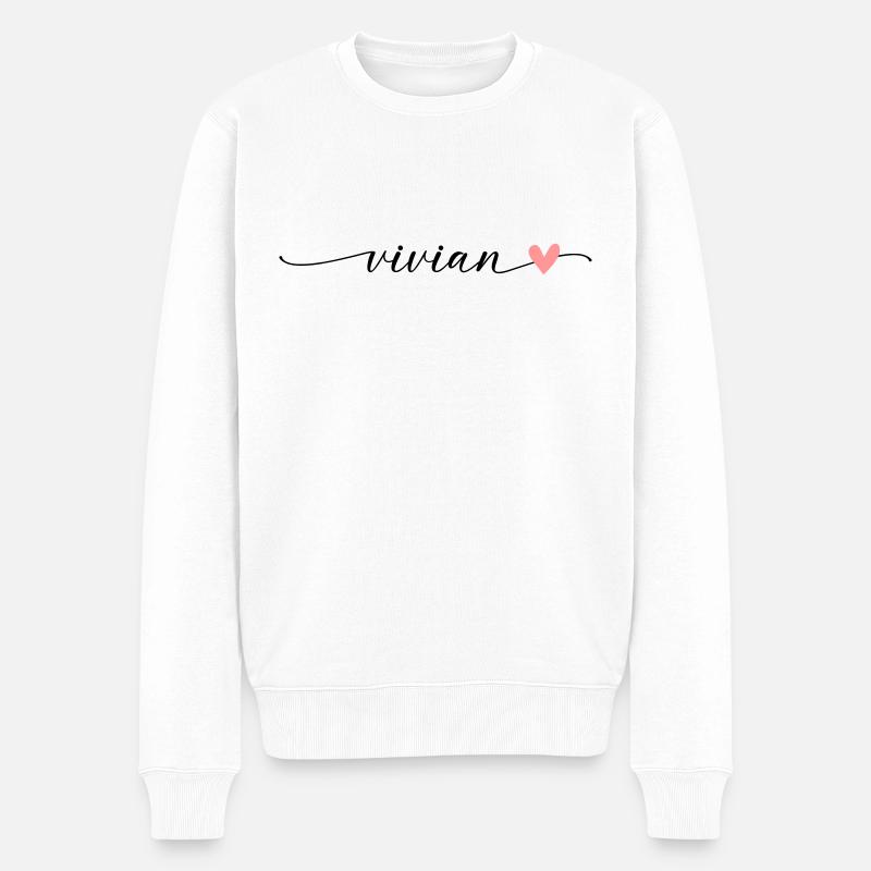 Vivian Nom Prénom Calligraphie Script - Pull Premium bio Homme - blanc