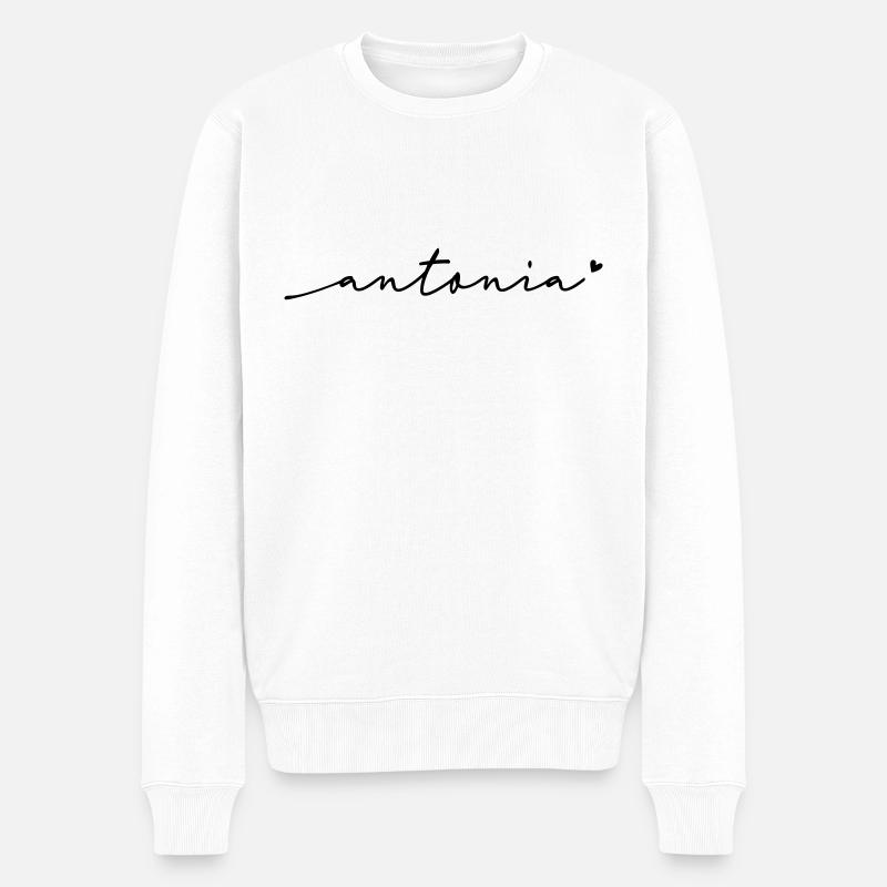 Antonia Schreibschrift Name - Männer Premium Bio Pullover - Weiß