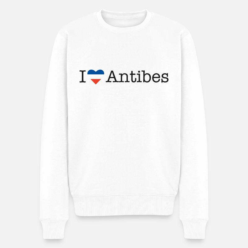 I love Antibes - Männer Premium Bio Pullover - Weiß