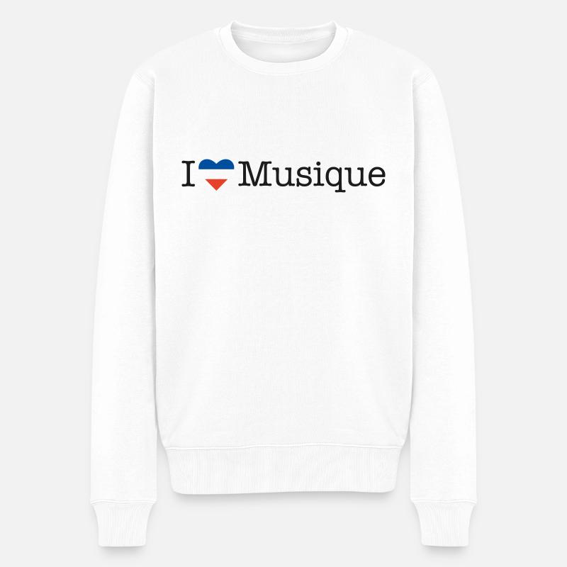 I love Musique - Männer Premium Bio Pullover - Weiß