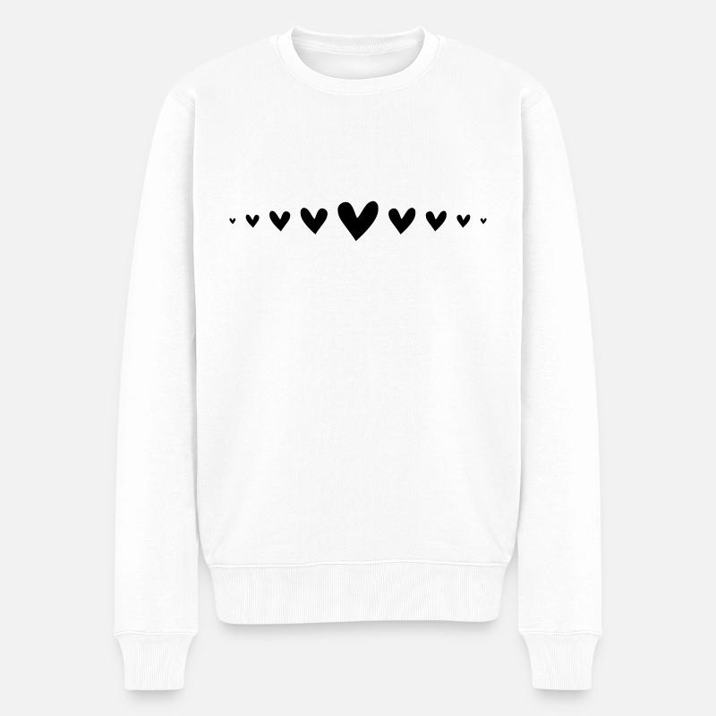 Herzen Linie - Männer Premium Bio Pullover - Weiß