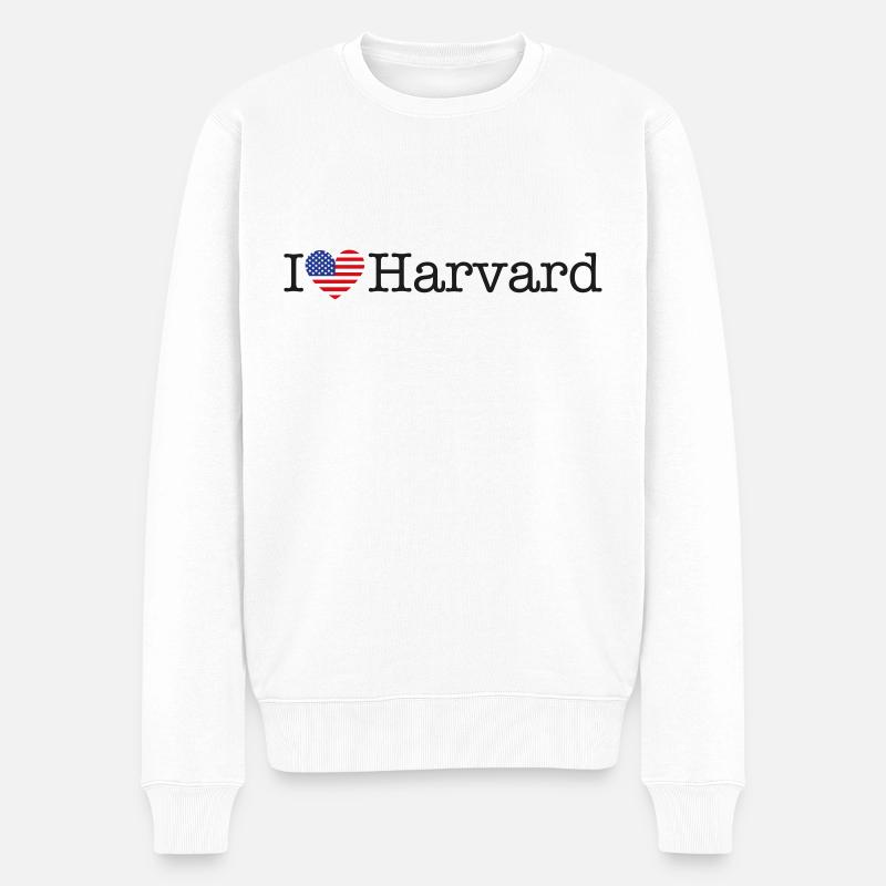 I love Harvard - Männer Premium Bio Pullover - Weiß