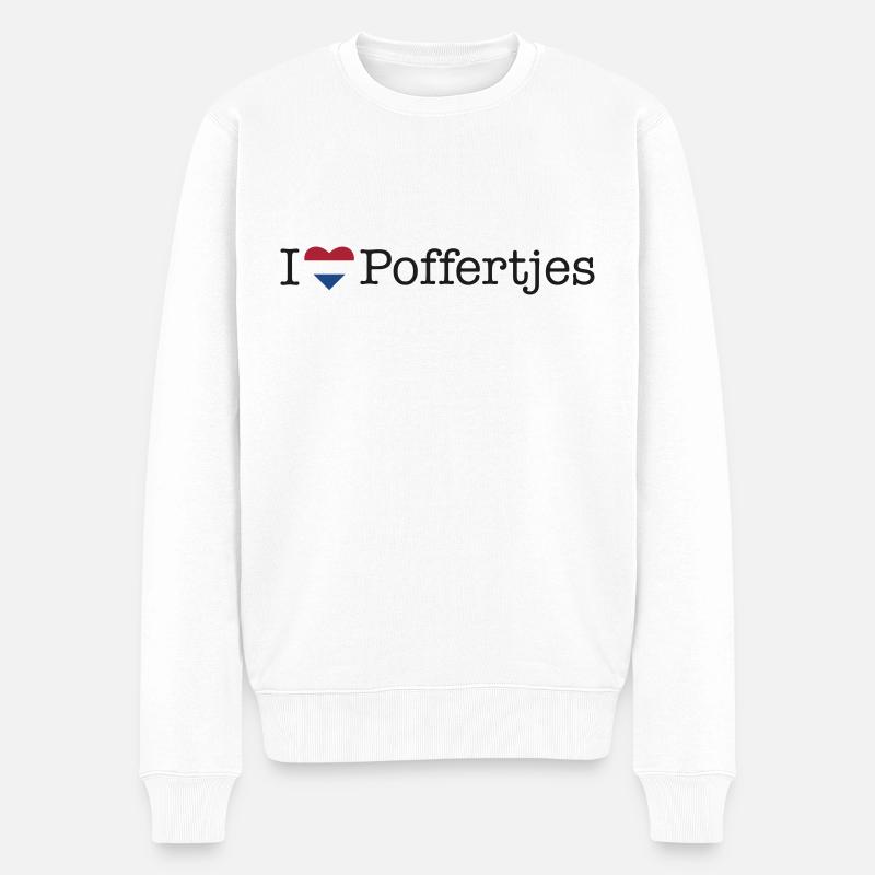 I love Poffertjes - Männer Premium Bio Pullover - Weiß