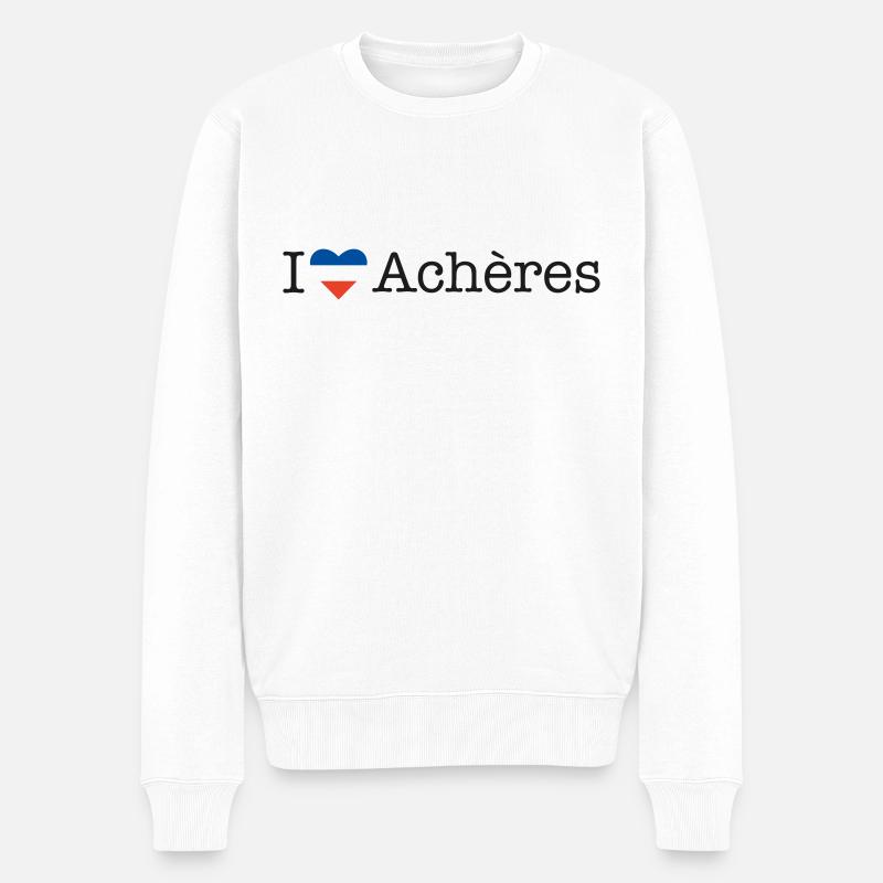 I love Achères - Männer Premium Bio Pullover - Weiß