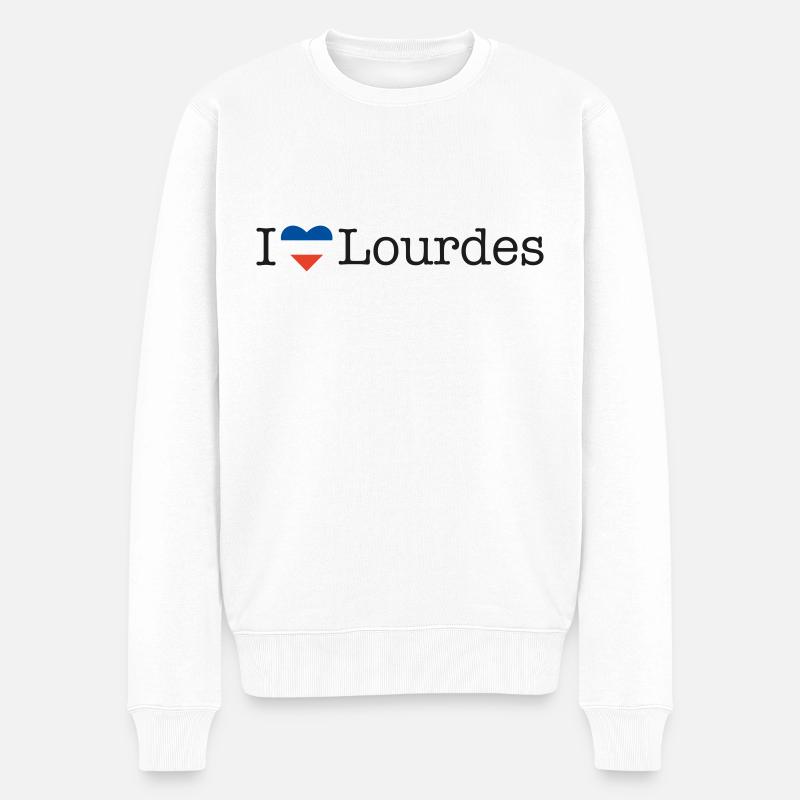 I love Lourdes - Männer Premium Bio Pullover - Weiß