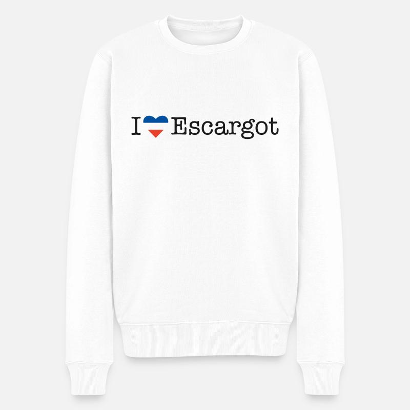 I love Escargot - Männer Premium Bio Pullover - Weiß