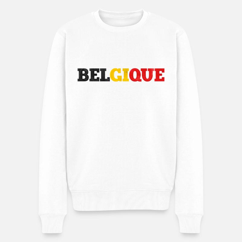 Belgien - Männer Premium Bio Pullover - Weiß