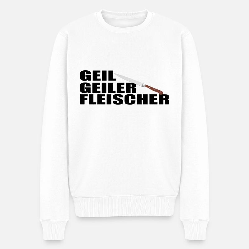 Fleischer Metzger Zerleger Schlachter - Männer Premium Bio Pullover - Weiß