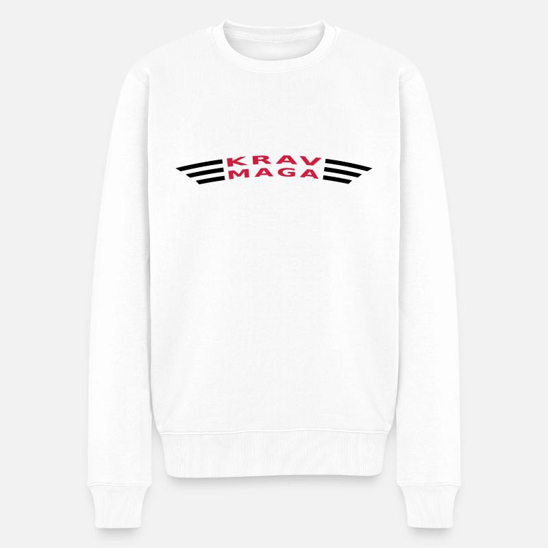 KRAV MAGA curved - Männer Premium Bio Pullover - Weiß