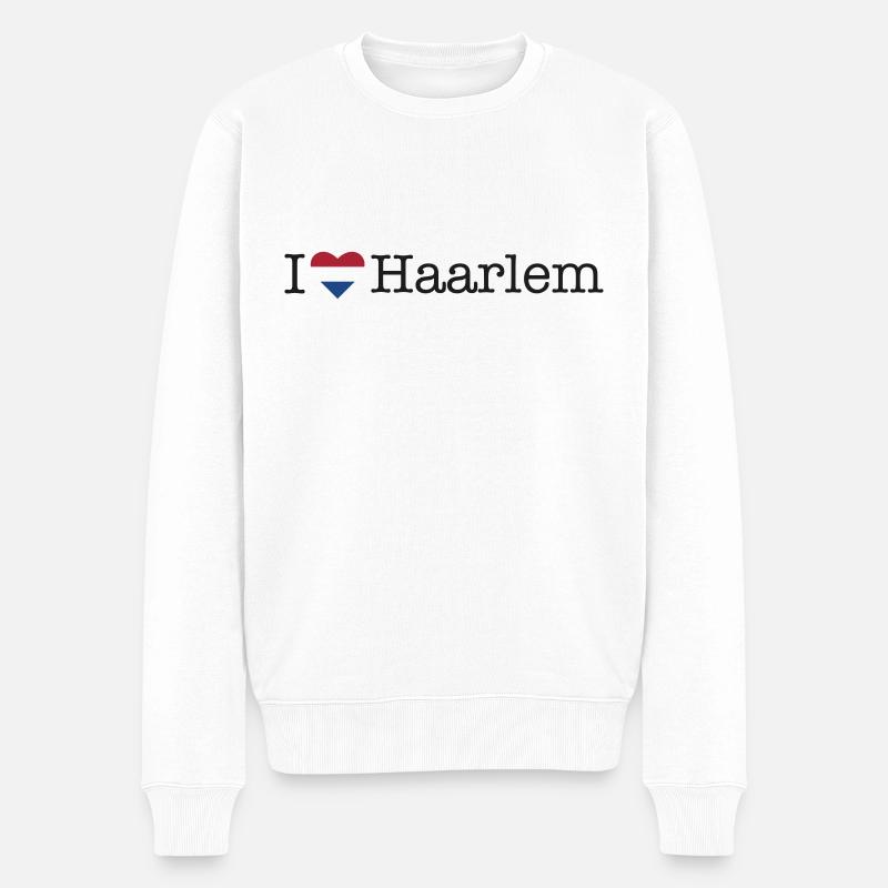 I love Haarlem - Männer Premium Bio Pullover - Weiß