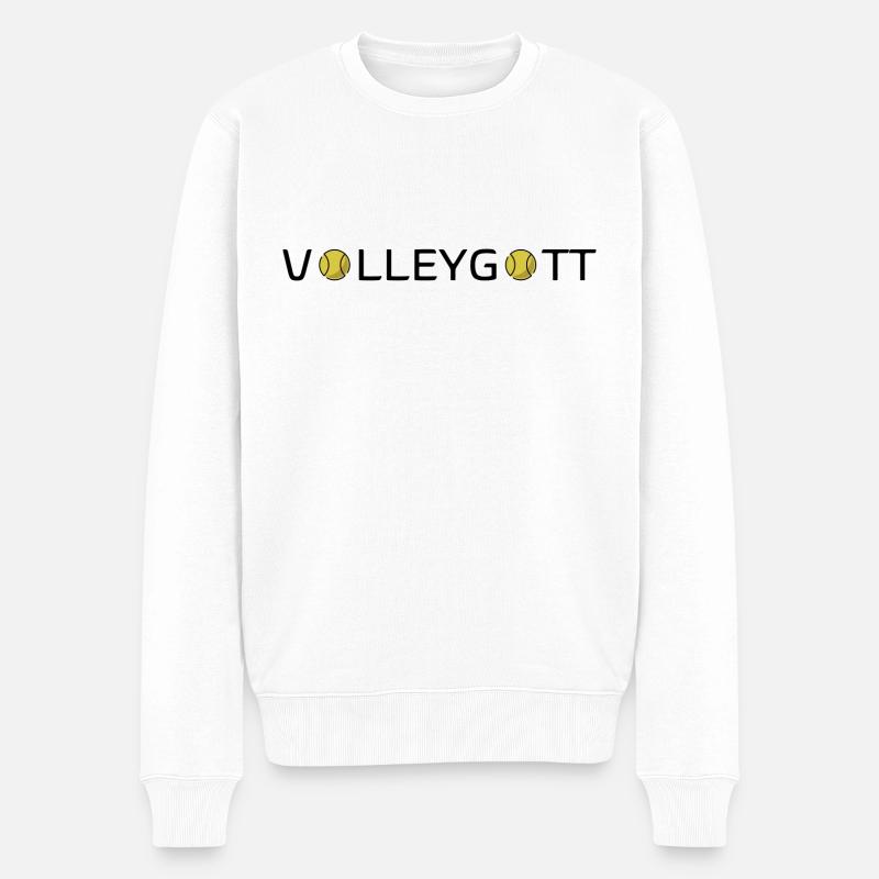 Volleygott Ball schwarz - Männer Premium Bio Pullover - Weiß