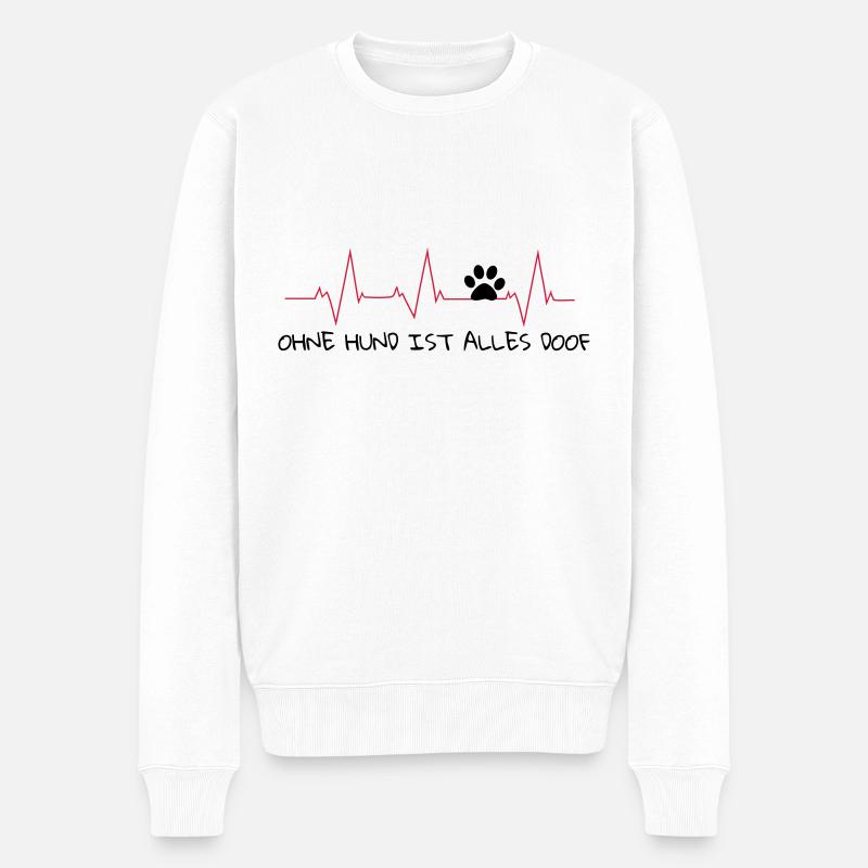 Pulslinie Ohne Hund ist alles doof - Männer Premium Bio Pullover - Weiß