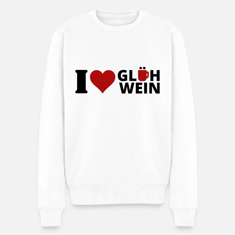 I love Glühwein - Männer Premium Bio Pullover - Weiß