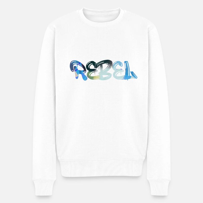 rebel,schrift,bunt,malerei,graffiti - Männer Premium Bio Pullover - Weiß