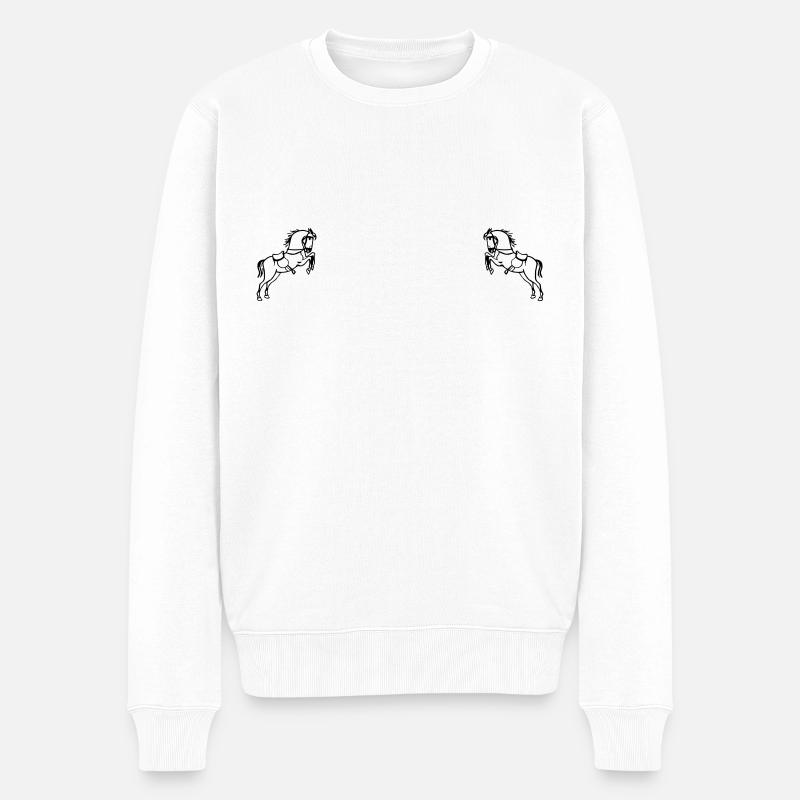 Pferde - Männer Premium Bio Pullover - Weiß