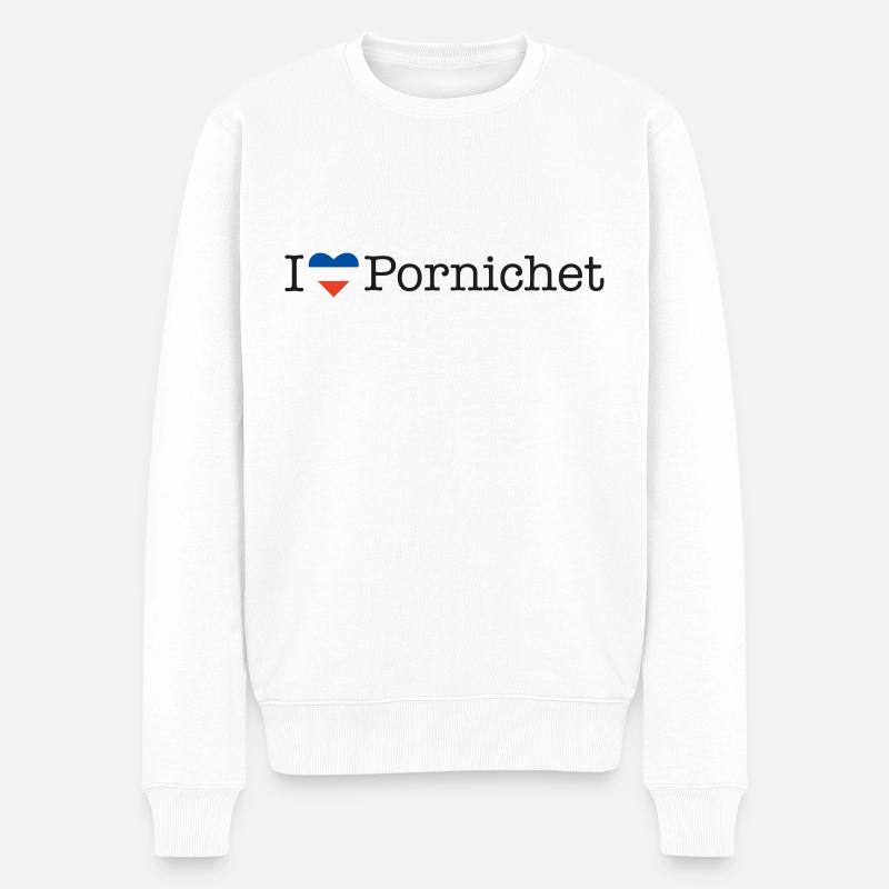 I love Pornichet - Männer Premium Bio Pullover - Weiß