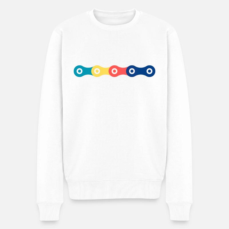 Bunte Fahrradketten - Männer Premium Bio Pullover - Weiß