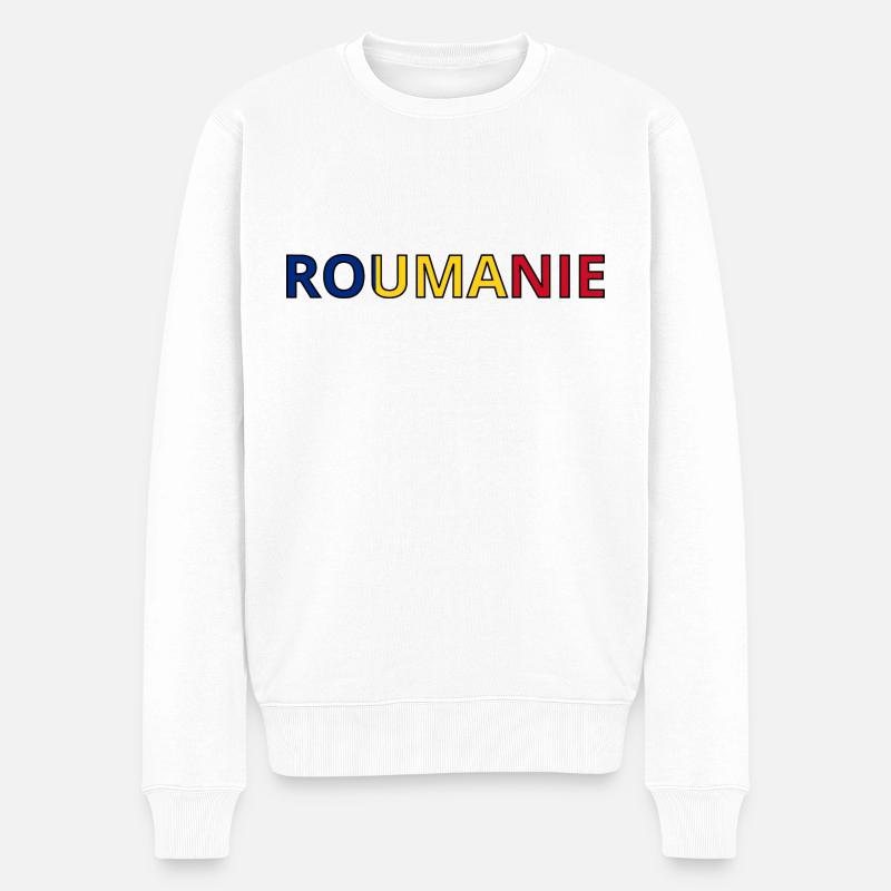 Flagge von Rumänien - Männer Premium Bio Pullover - Weiß