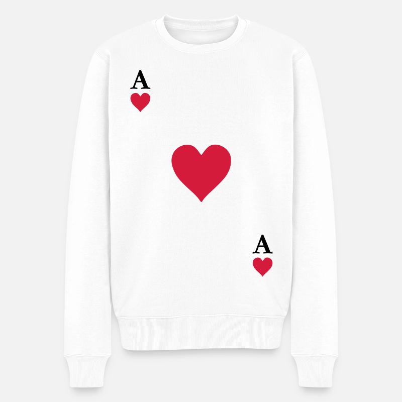 Herz Ass - Männer Premium Bio Pullover - Weiß