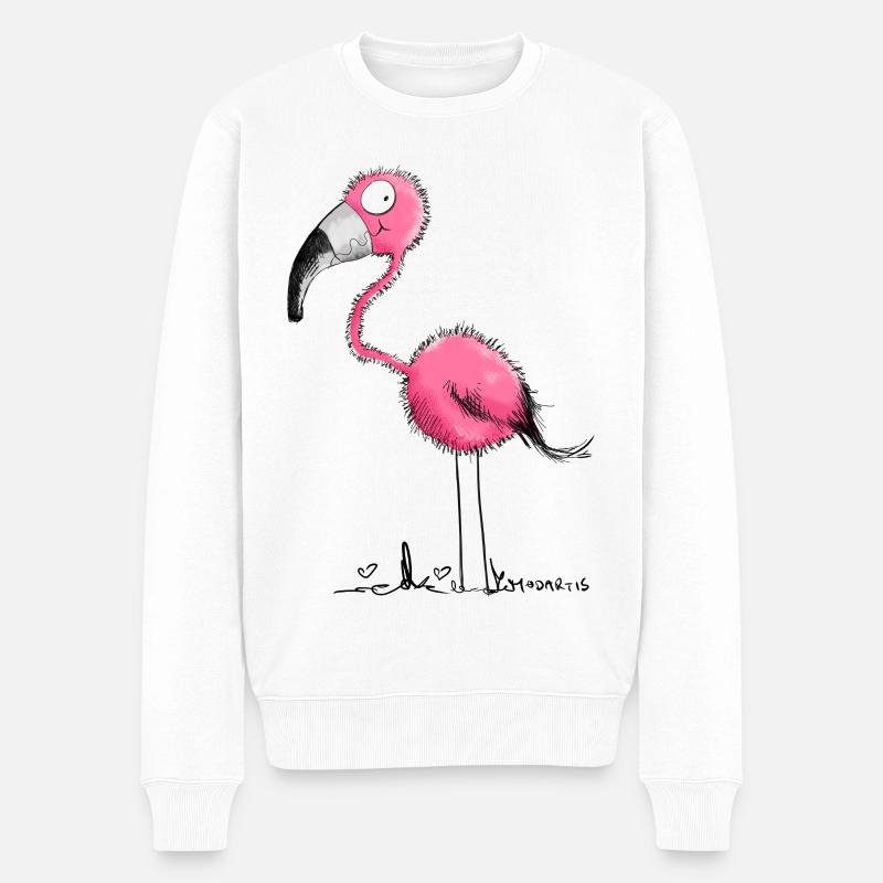 Der Flamingo - Männer Premium Bio Pullover - Weiß
