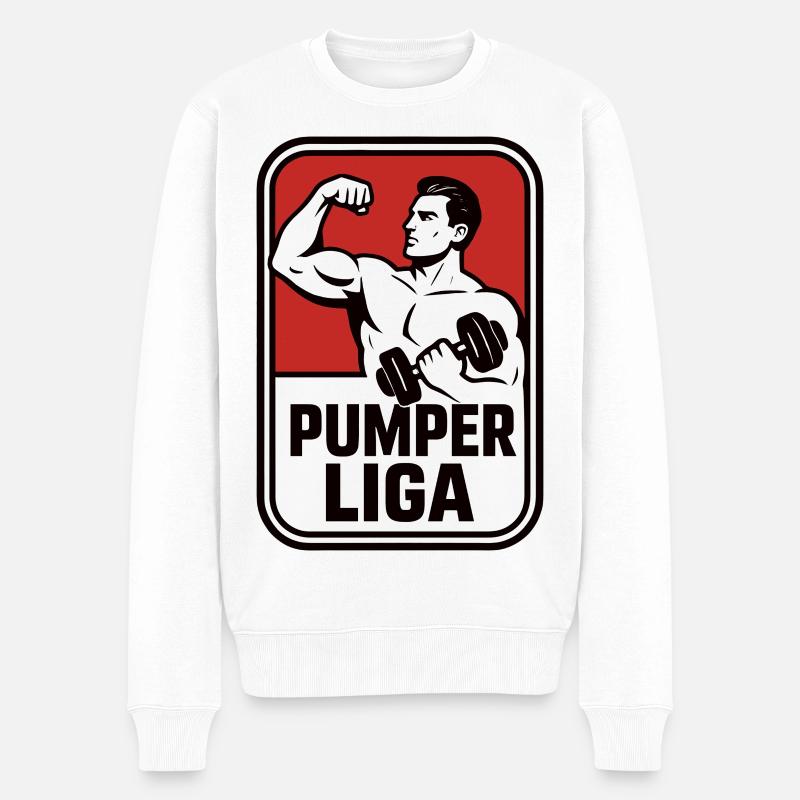 Pumper Liga Kraftmotiv - Männer Premium Bio Pullover - Weiß
