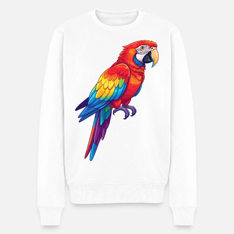 Bunte Papagei-Regenbogen-Pop-Art-Aquarell - Männer Premium Bio Pullover - Weiß