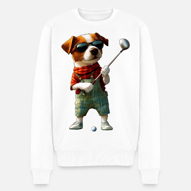 Golf Jack Russell Hund - Männer Premium Bio Pullover - Weiß