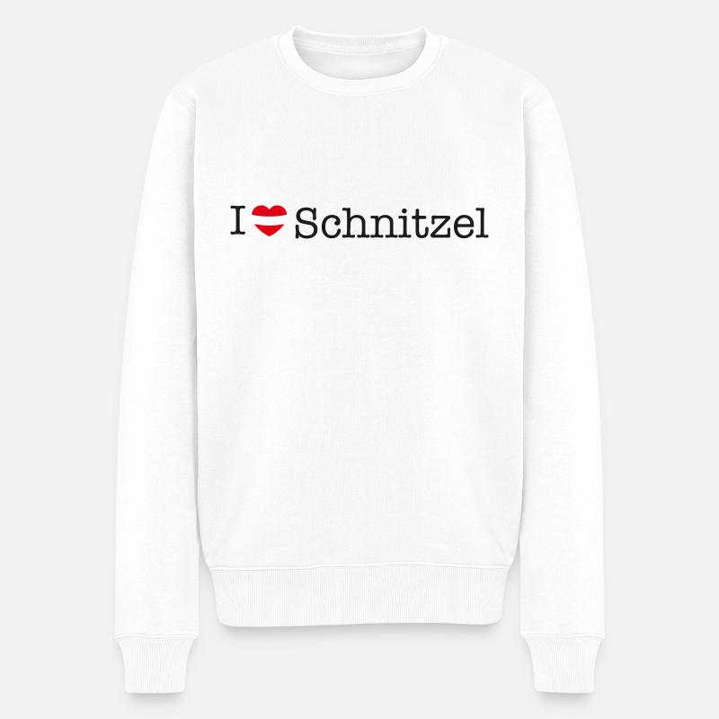 I love Schnitzel - Männer Premium Bio Pullover - Weiß