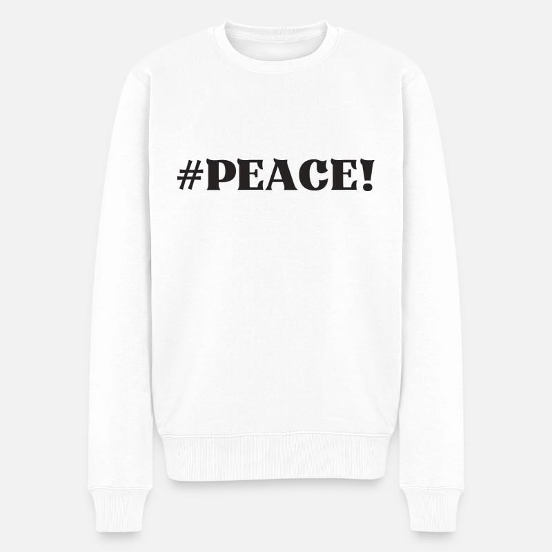 #Peace Frieden - Männer Premium Bio Pullover - Weiß