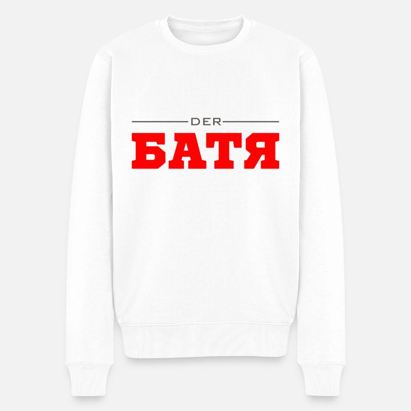 Der Батя Geschenk Vater Papa Vatertag - Männer Premium Bio Pullover - Weiß