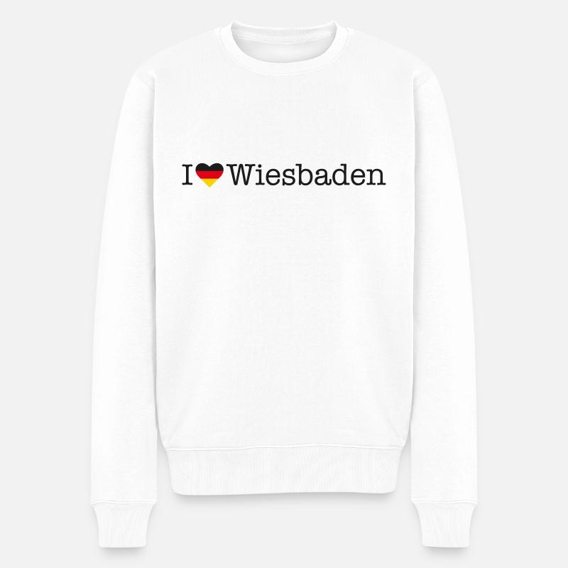I love Wiesbaden - Männer Premium Bio Pullover - Weiß