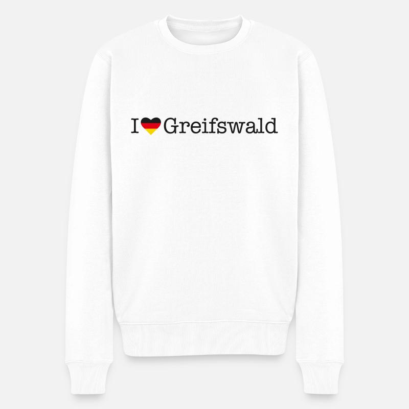 I love Greifswald - Männer Premium Bio Pullover - Weiß