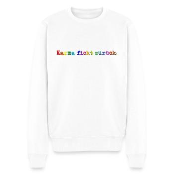 KARMA FICKT ZURÜCK - Männer Premium Bio Pullover - Weiß - Vorne - Thijin (182cm)