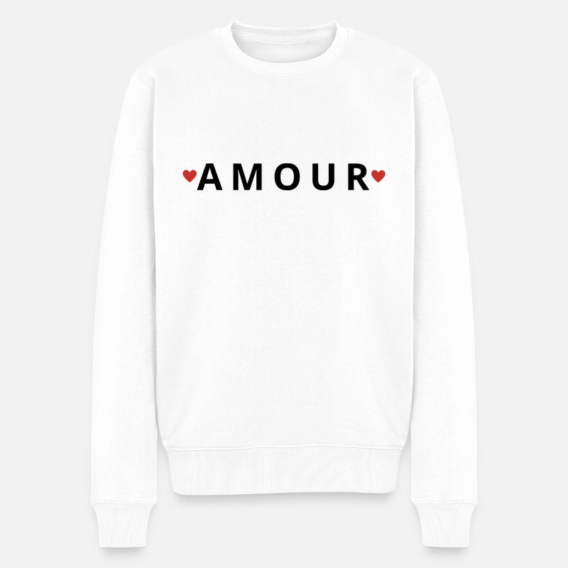 DOPPELTE HERZLIEBE - Männer Premium Bio Pullover - Weiß