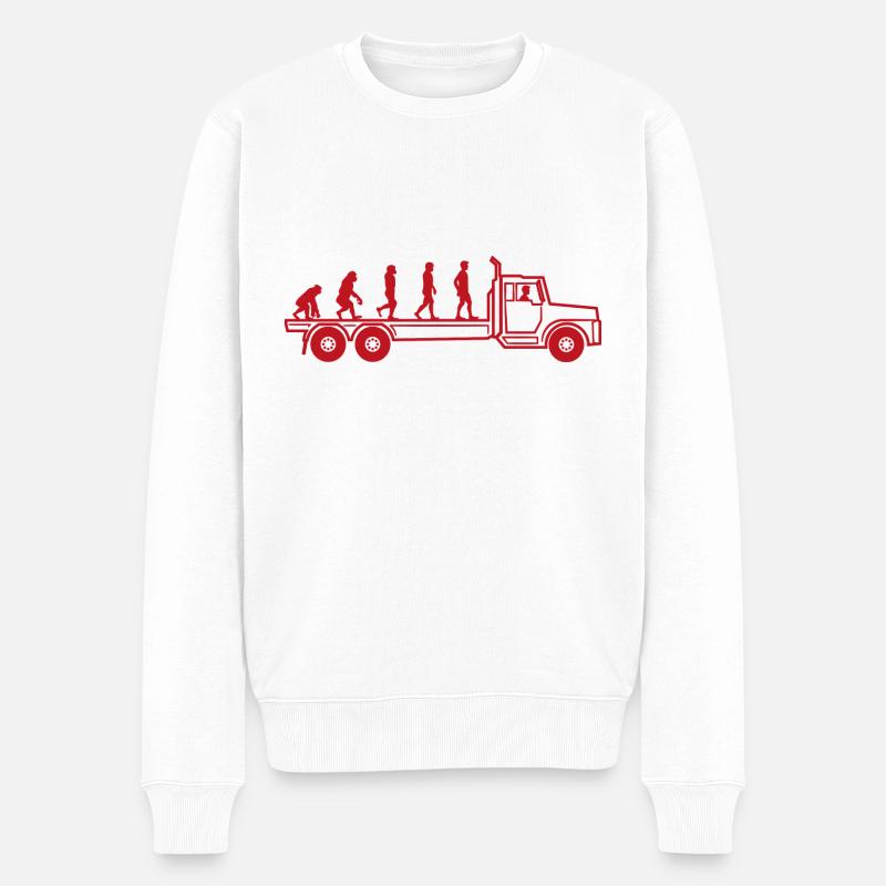 Evolution LKW Fahrer Berufskraftfahrer Geschenk - Männer Premium Bio Pullover - Weiß