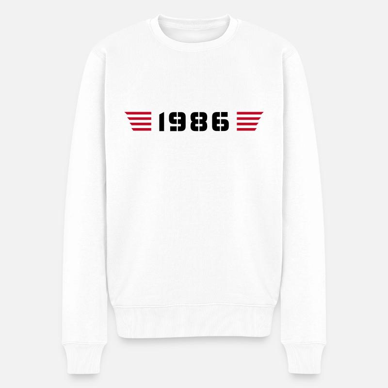 Année de naissance Anniversaire Né en - Fabriqué en 1986 - Pull Premium bio Homme - blanc