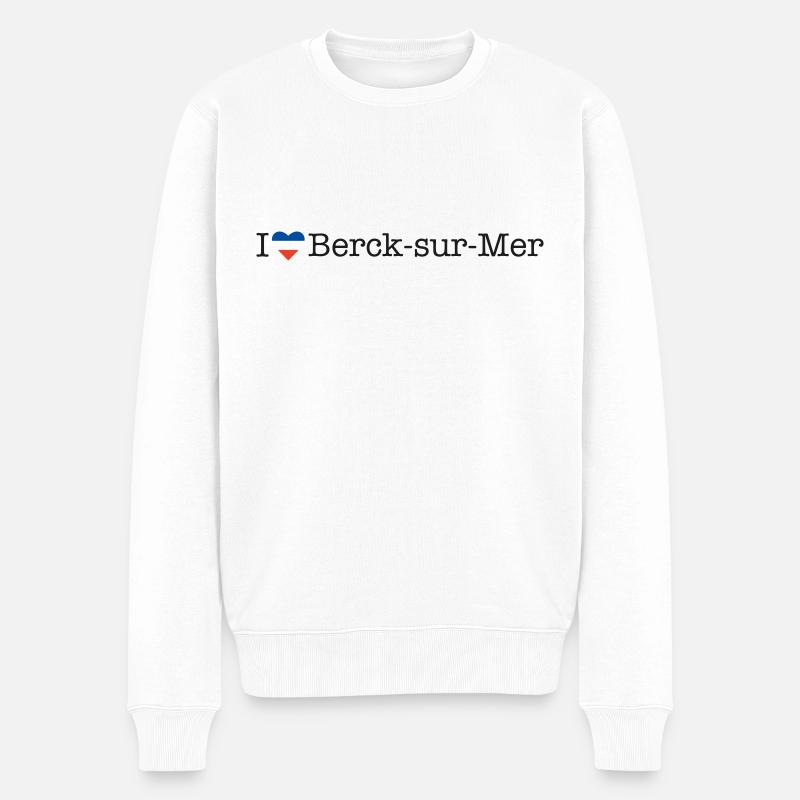 I love Berck sur Mer - Männer Premium Bio Pullover - Weiß