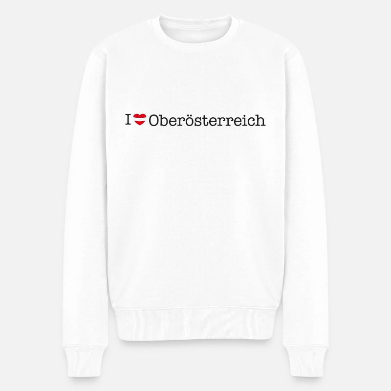I love Oberösterreich - Männer Premium Bio Pullover - Weiß