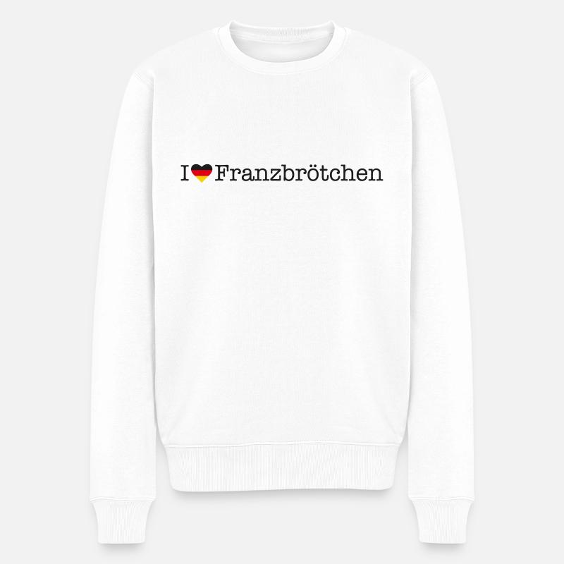 I love Franzbrötchen - Männer Premium Bio Pullover - Weiß