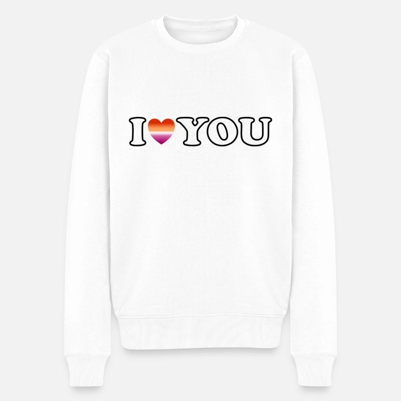 Ich liebe dich lesbisches Paar - Männer Premium Bio Pullover - Weiß