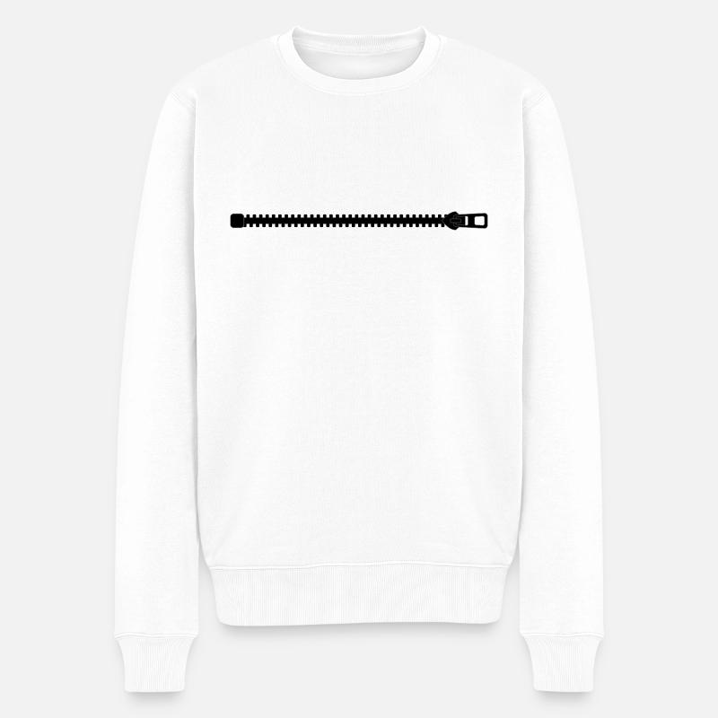 Reißverschluss - Männer Premium Bio Pullover - Weiß