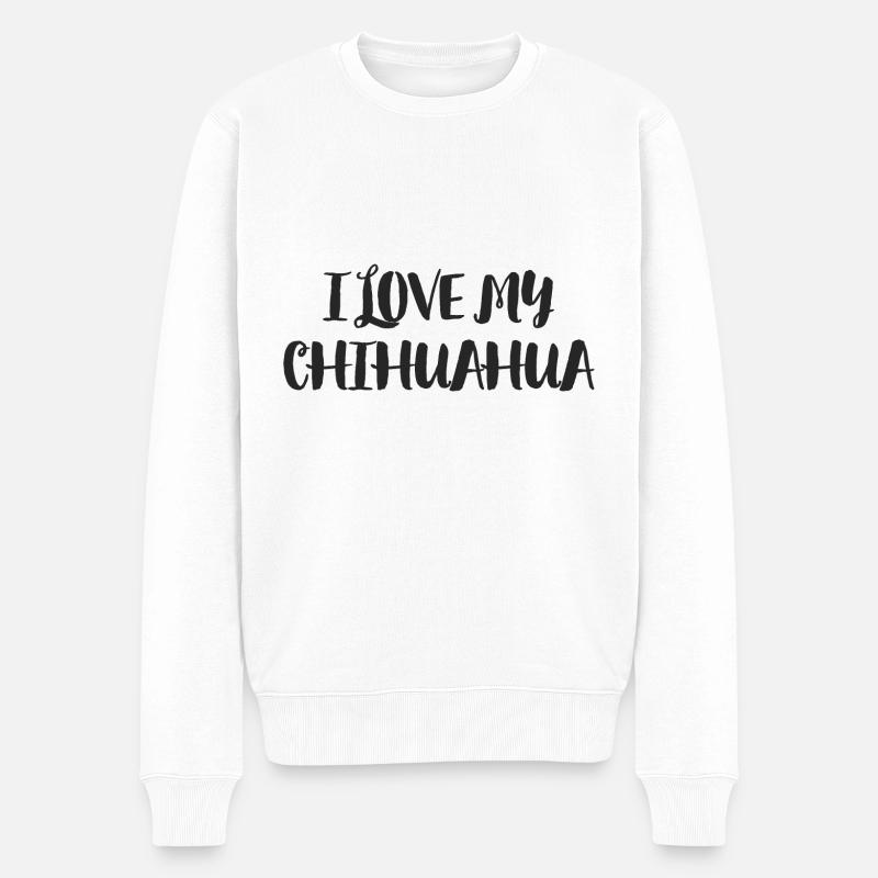 Ich liebe meinen Chihuahua - Männer Premium Bio Pullover - Weiß