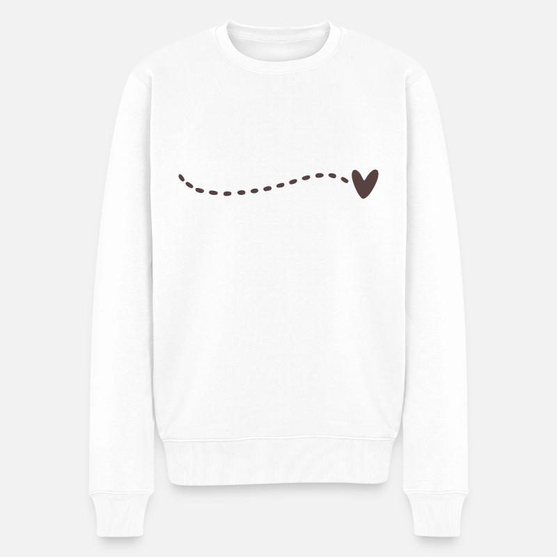 Herz Linie Striche - Männer Premium Bio Pullover - Weiß